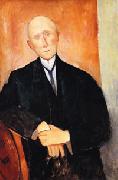 Seated man with orange background Amedeo Modigliani